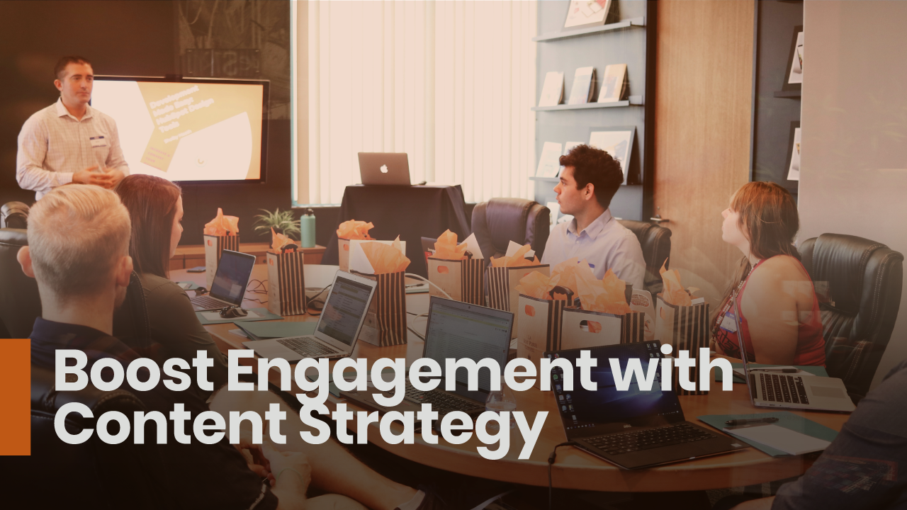 employees working to boost engagement through content strategy